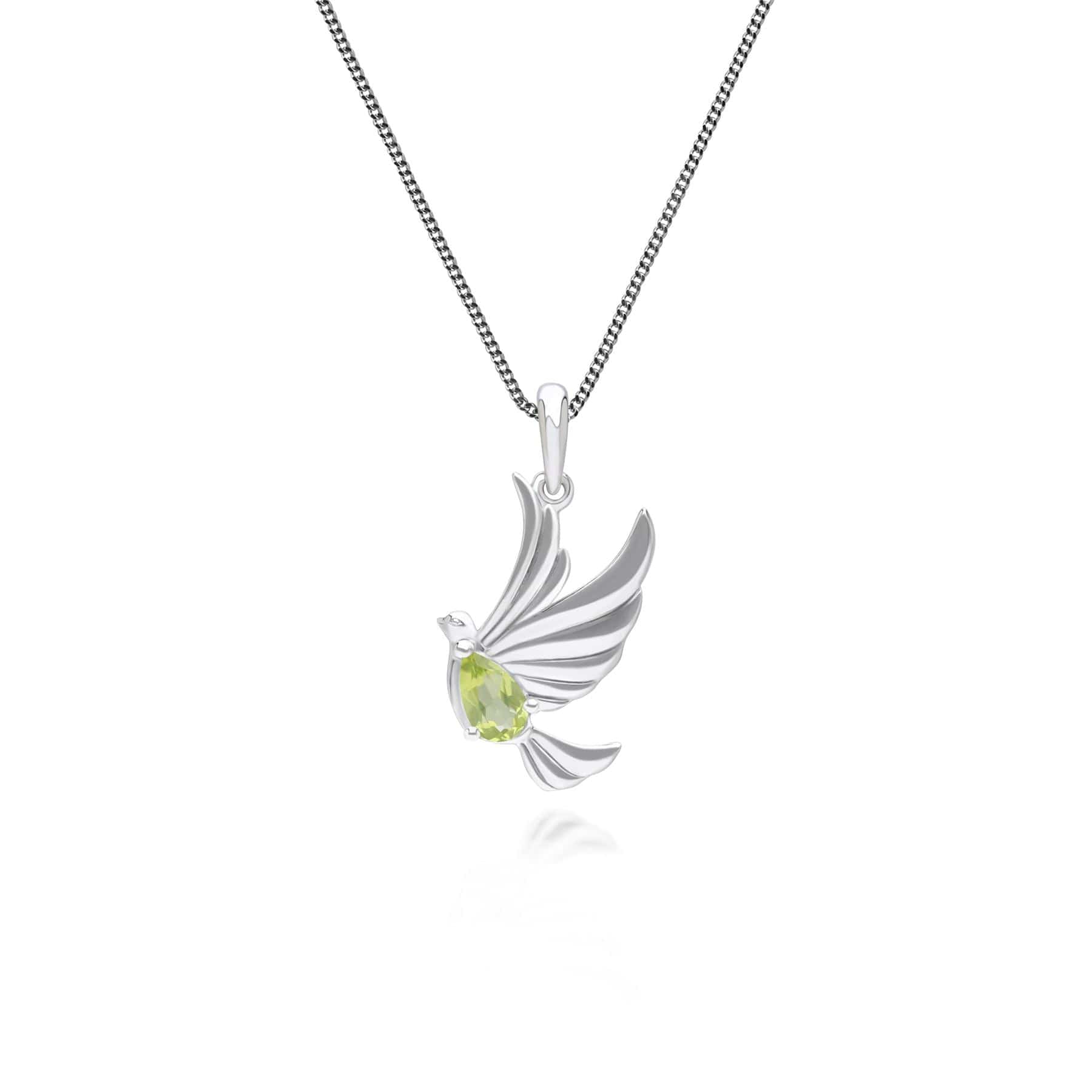 253P340904925 ECFEW™ Creator Peridot Dove Pendant Necklace in Sterling Silver 