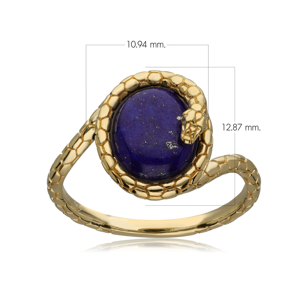 Anillo de serpiente con lapislázuli ECFEW™ en plata de ley chapada en oro