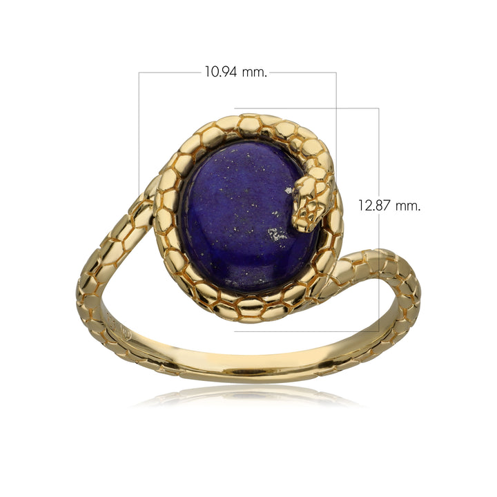 Anillo de serpiente con lapislázuli ECFEW™ en plata de ley chapada en oro