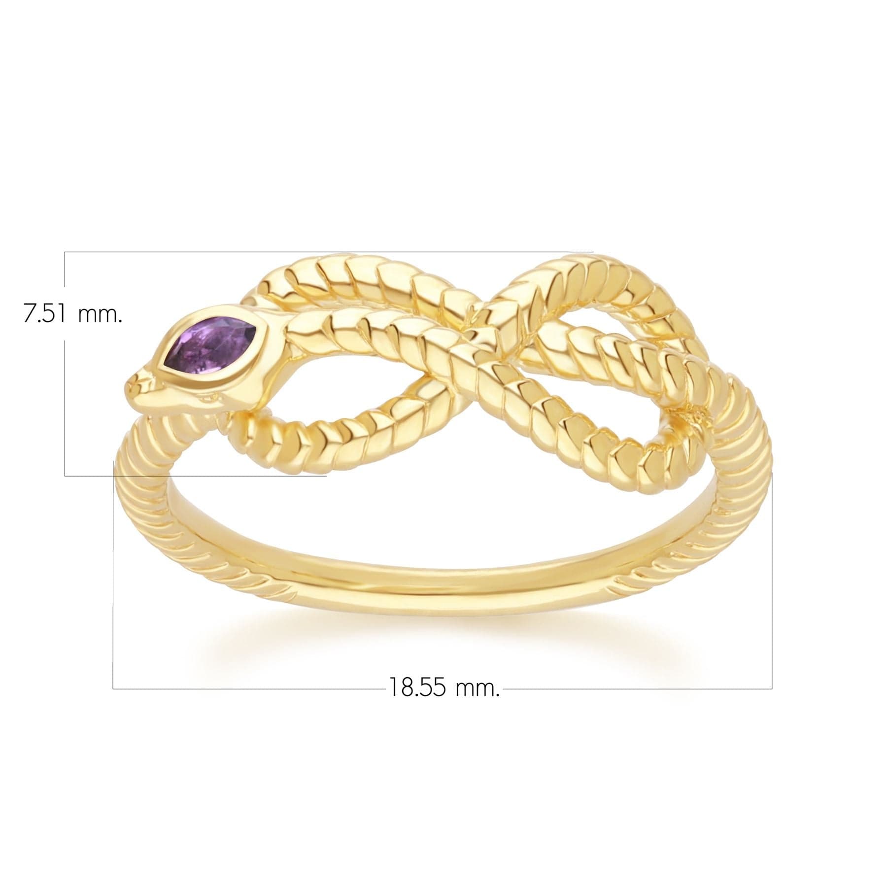 253R723502925 ECFEW™ Amethyst Winding Snake Ring in Gold Plated Sterling Silver