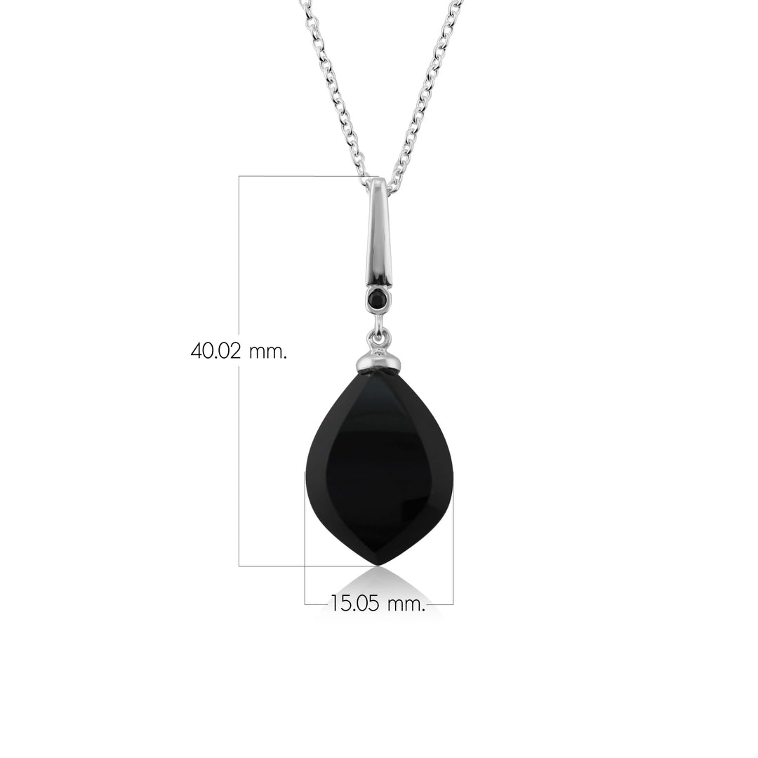 Colgante estilo art déco con cabujón de ónix negro y espinela negra en plata de ley