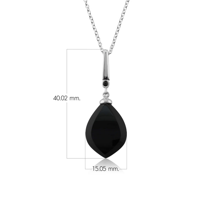 Colgante estilo art déco con cabujón de ónix negro y espinela negra en plata de ley