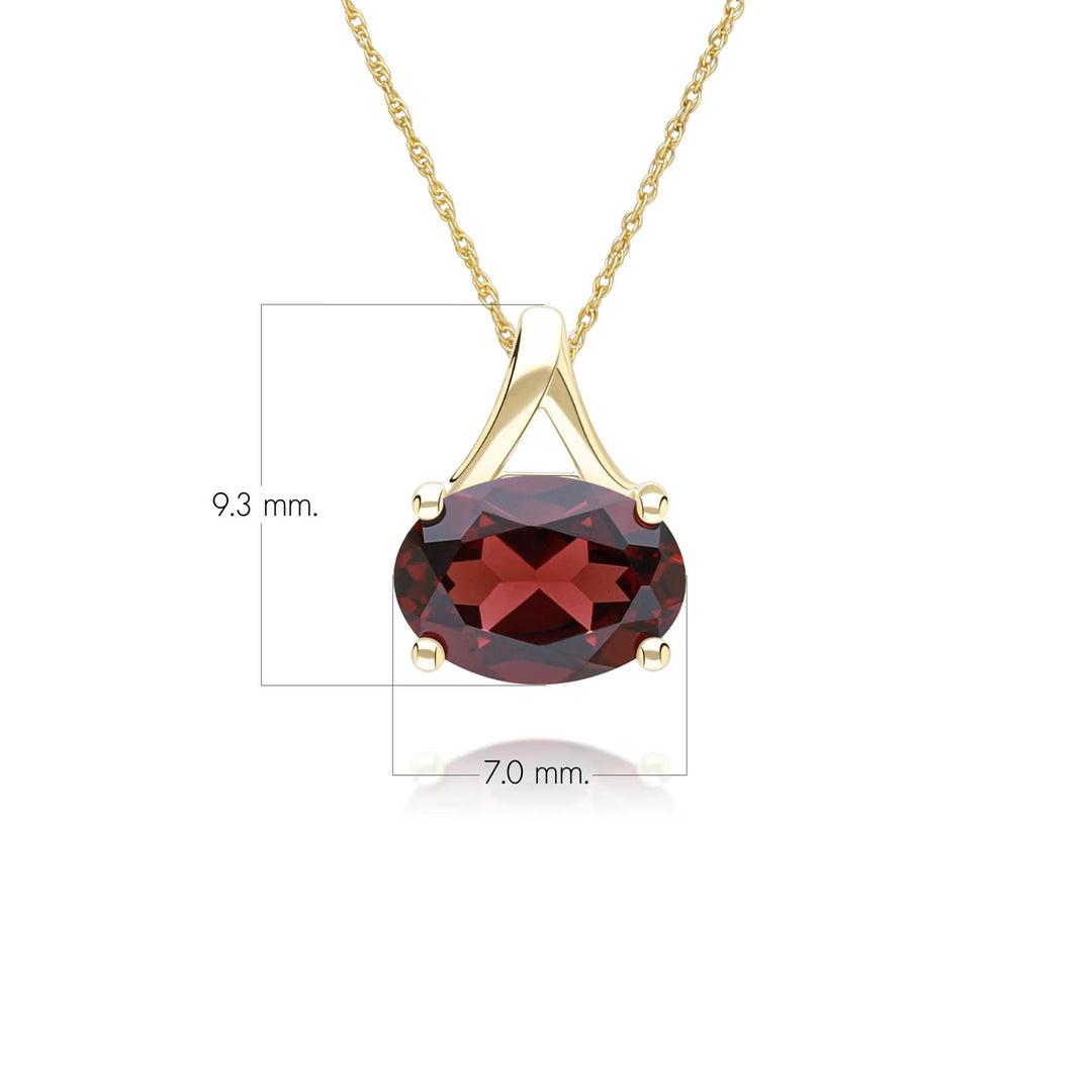 Classic Oval Garnet Pendant Necklace in 9ct Yellow Gold 7x5mm