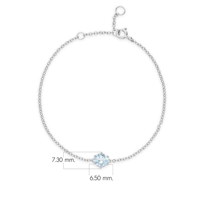 Brazalete redondo clásico con topacio azul y 6 garras en plata de ley 925