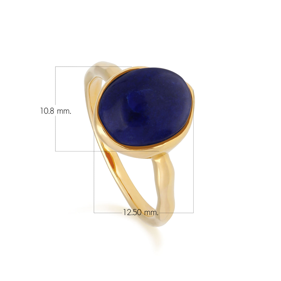 Anillo Irregular B Gem Lapis Lazuli en Plata con Baño de Oro Amarillo