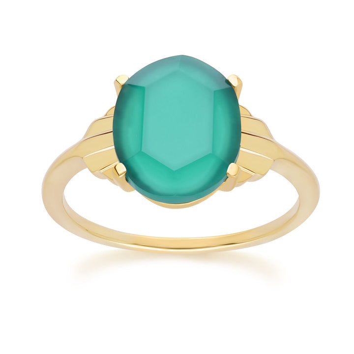 Anillo de calcedonia ovalada Grand Deco en oro vermeil