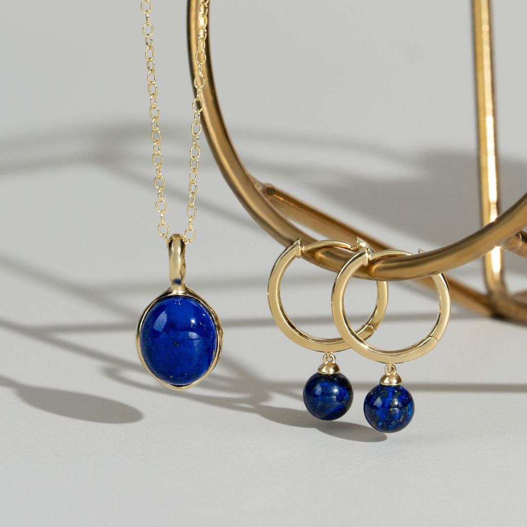 Colgante Irregular B Gem Lapislázuli en Plata con Baño de Oro