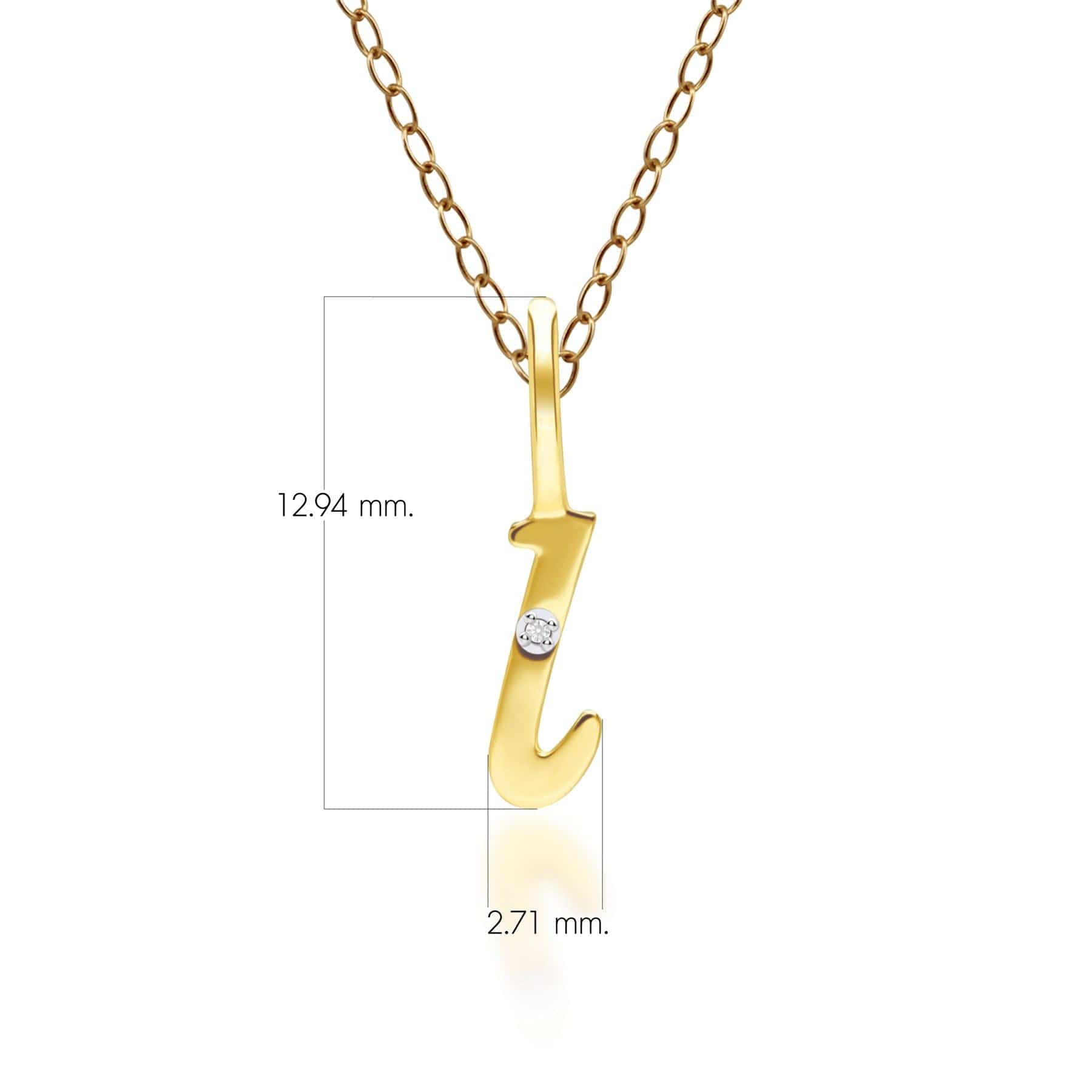 191P0783019 Alphabet Letter L Diamond pendant in 9ct Yellow Gold Dimensions