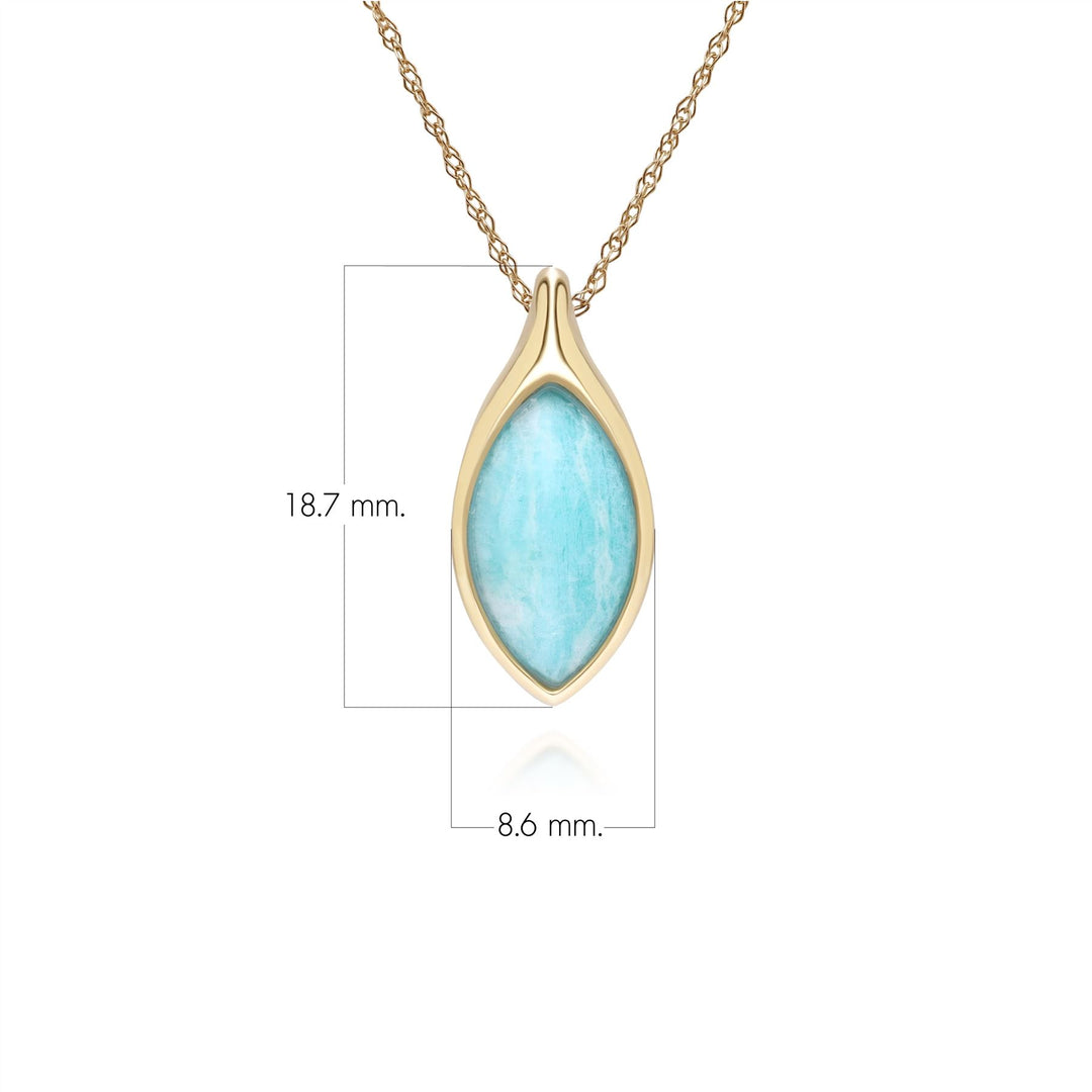 Collar clásico con colgante de amazonita marquesa en oro amarillo de 9 quilates