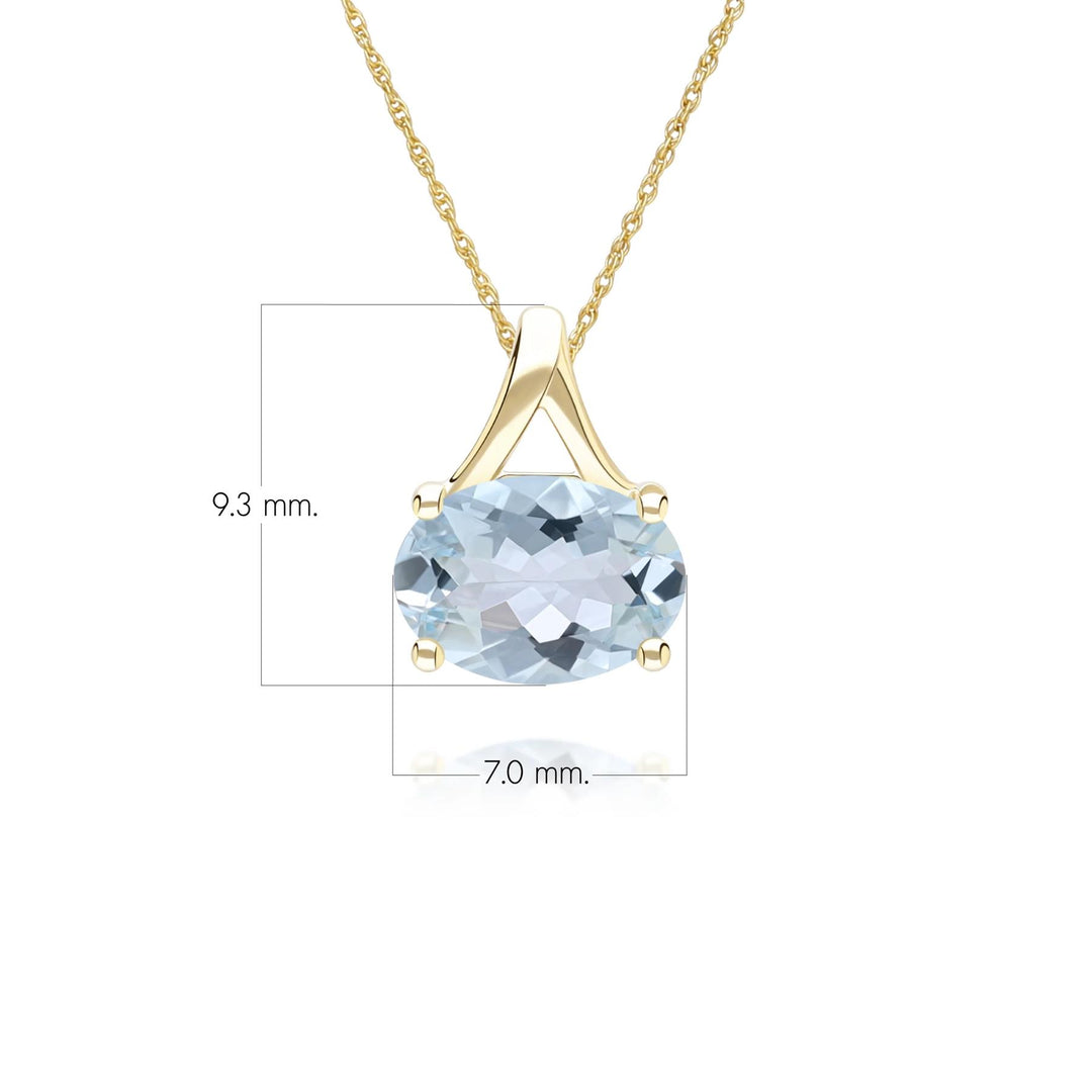Classic Oval Aquamarine Pendant Necklace in 9ct Yellow Gold 7x5mm
