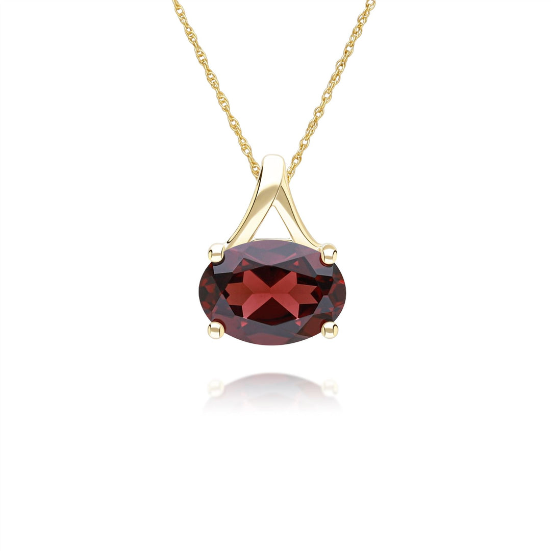 Classic Oval Garnet Pendant Necklace in 9ct Yellow Gold 7x5mm