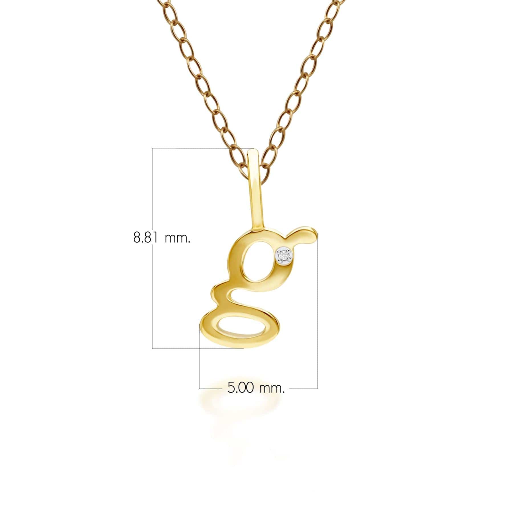 191P0778019 Alphabet Letter G Diamond pendant in 9ct Yellow Gold Dimensions