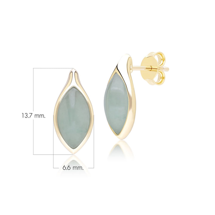 Pendientes clásicos de jadeíta verde marquesa en oro amarillo de 9 quilates