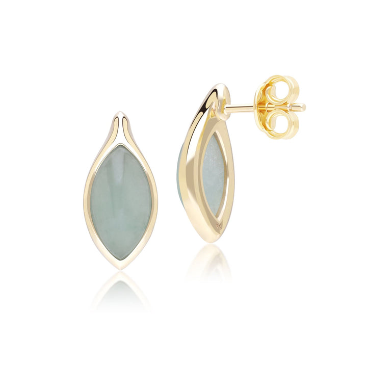Pendientes clásicos de jadeíta verde marquesa en oro amarillo de 9 quilates