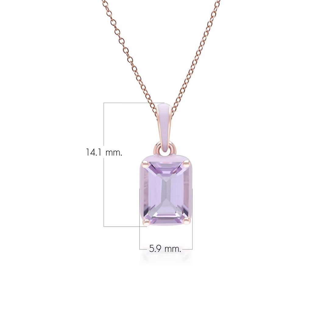 Collar con colgante de amatista octagonal y esmalte violeta de Vals Siberiano en oro vermeil rosa