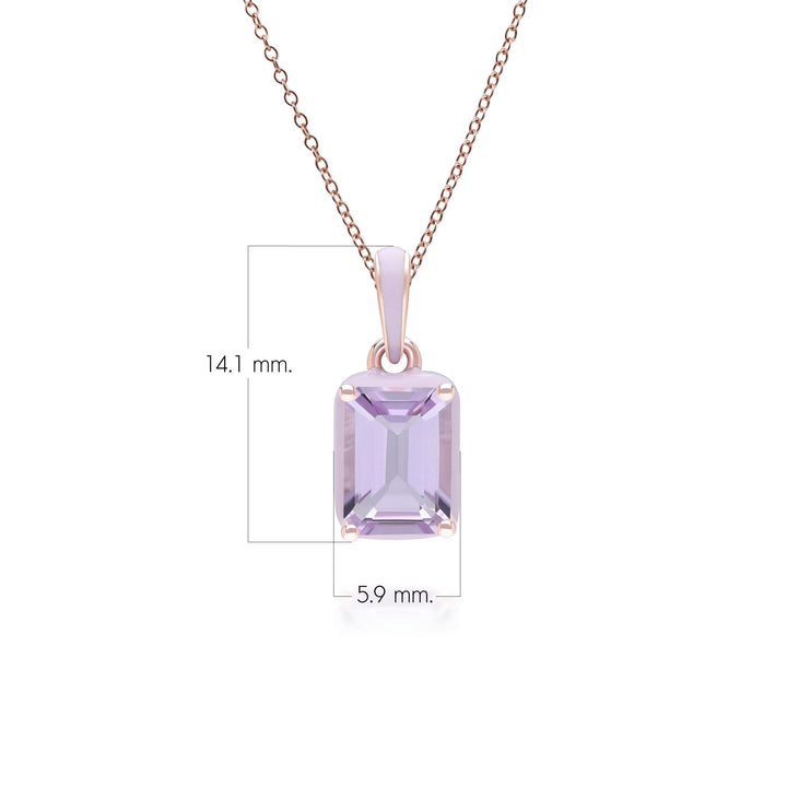 Collar con colgante de amatista octagonal y esmalte violeta de Vals Siberiano en oro vermeil rosa
