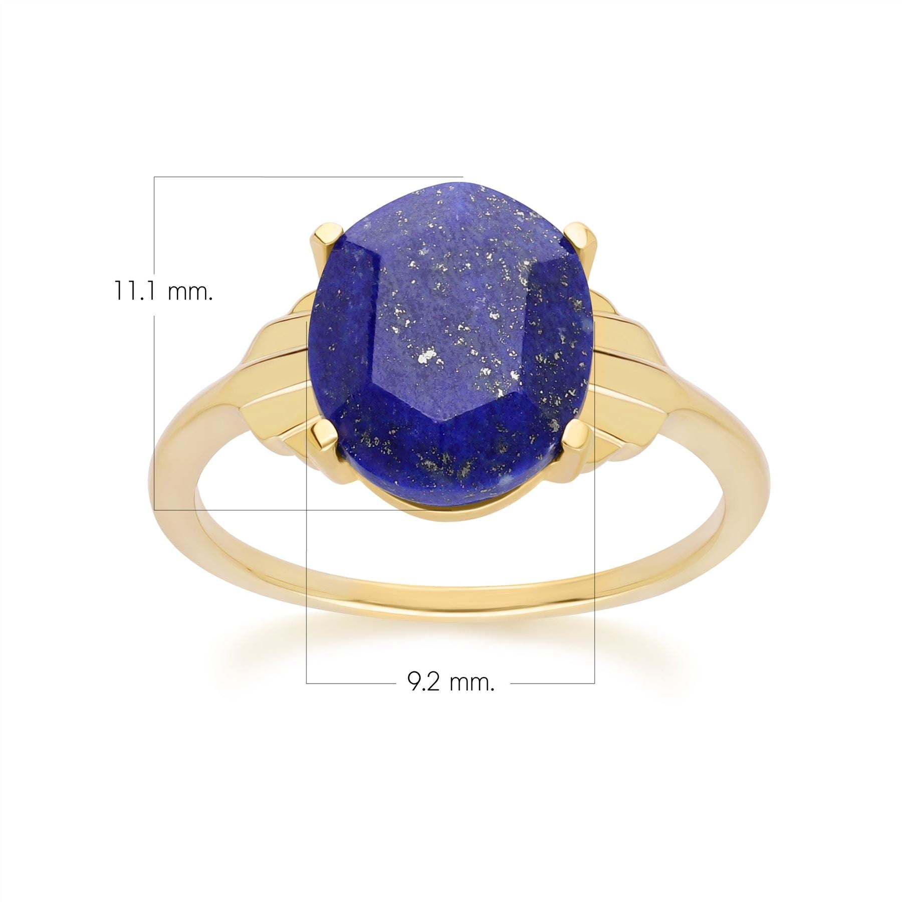 Grand Deco Oval Lapiz Lazuli Ring in Gold Vermeil