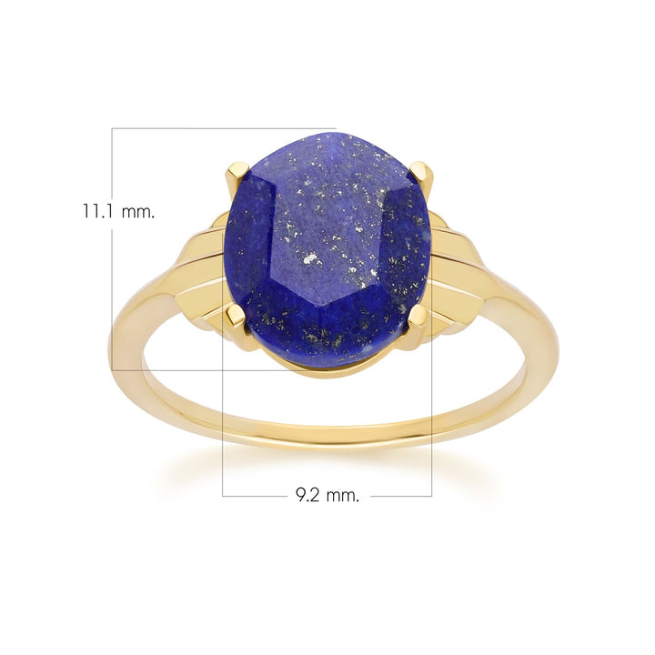 Anillo Grand Deco de Lapizlázuli Ovalado en Oro Vermeil