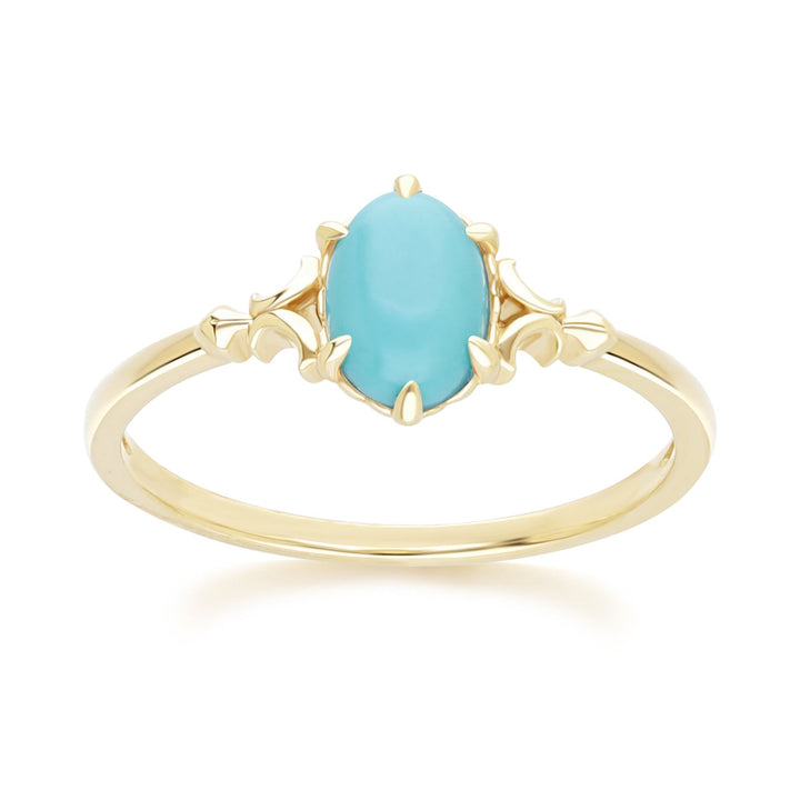 Classic Oval Turquoise Ring in 9ct Yellow Gold 7x5mm