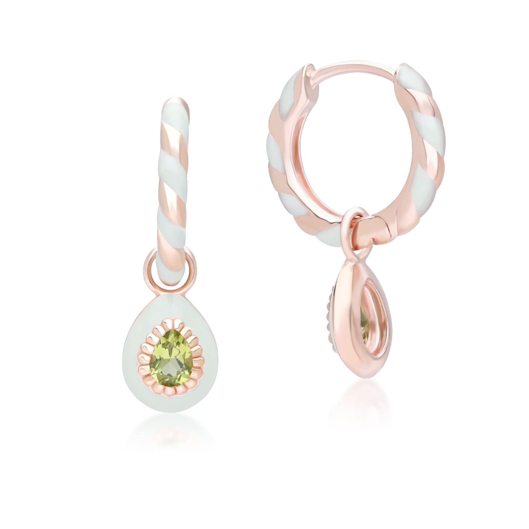 253E419101925 Siberian Waltz Green Enamel & Peridot Hoop Earrings In 18ct Rose Gold Plated Sterling Silver Side