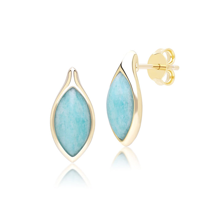 Pendientes clásicos de amazonita marquesa en oro amarillo de 9 quilates