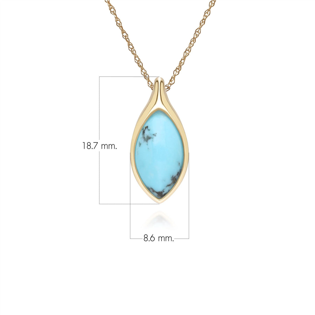 Collar clásico con colgante de turquesa marquesa en oro amarillo de 9 quilates