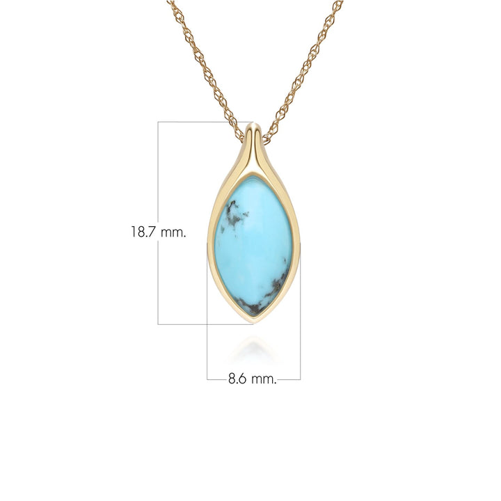 Collar clásico con colgante de turquesa marquesa en oro amarillo de 9 quilates