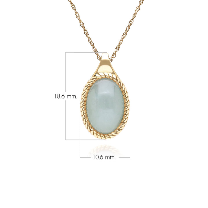 Collar clásico con colgante de jadeíta verde ovalado en oro amarillo de 9 quilates