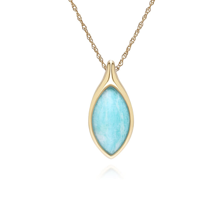 Collar clásico con colgante de amazonita marquesa en oro amarillo de 9 quilates