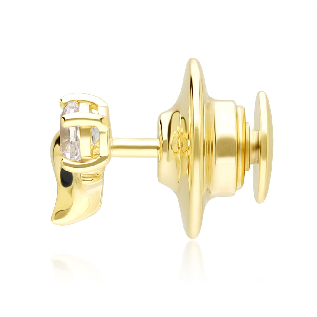 Broche de zorro con topacio blanco gardenia en oro amarillo de 9 quilates