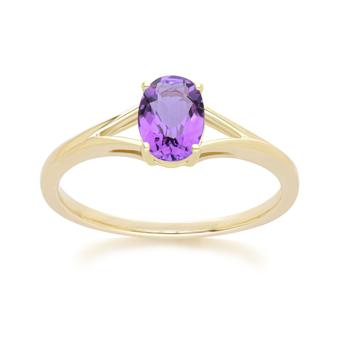 Classic Oval Amethyst Ring in 9ct Yellow Gold