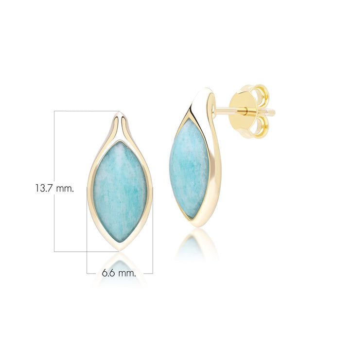 Pendientes clásicos de amazonita marquesa en oro amarillo de 9 quilates