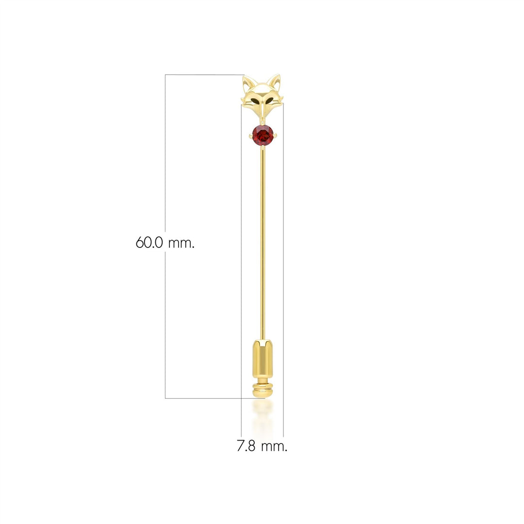Pin de solapa de zorro con granate gardenia en oro amarillo de 9 quilates