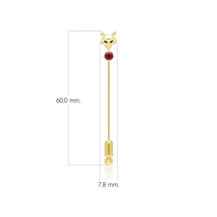 Pin de solapa de zorro con granate gardenia en oro amarillo de 9 quilates