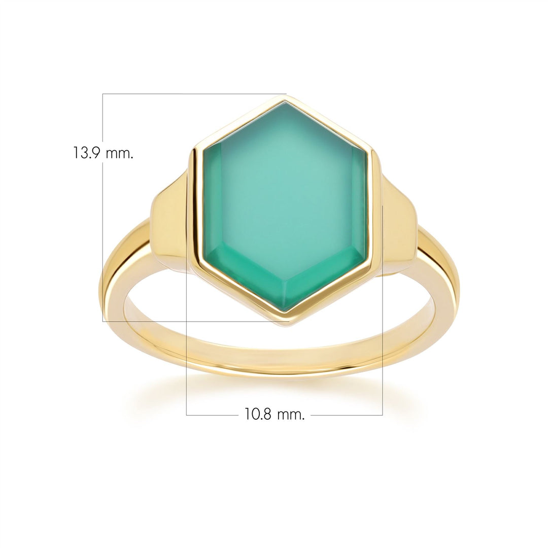 Anillo de calcedonia hexagonal Grand Deco en oro vermeil