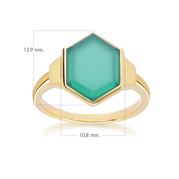 Anillo de calcedonia hexagonal Grand Deco en oro vermeil