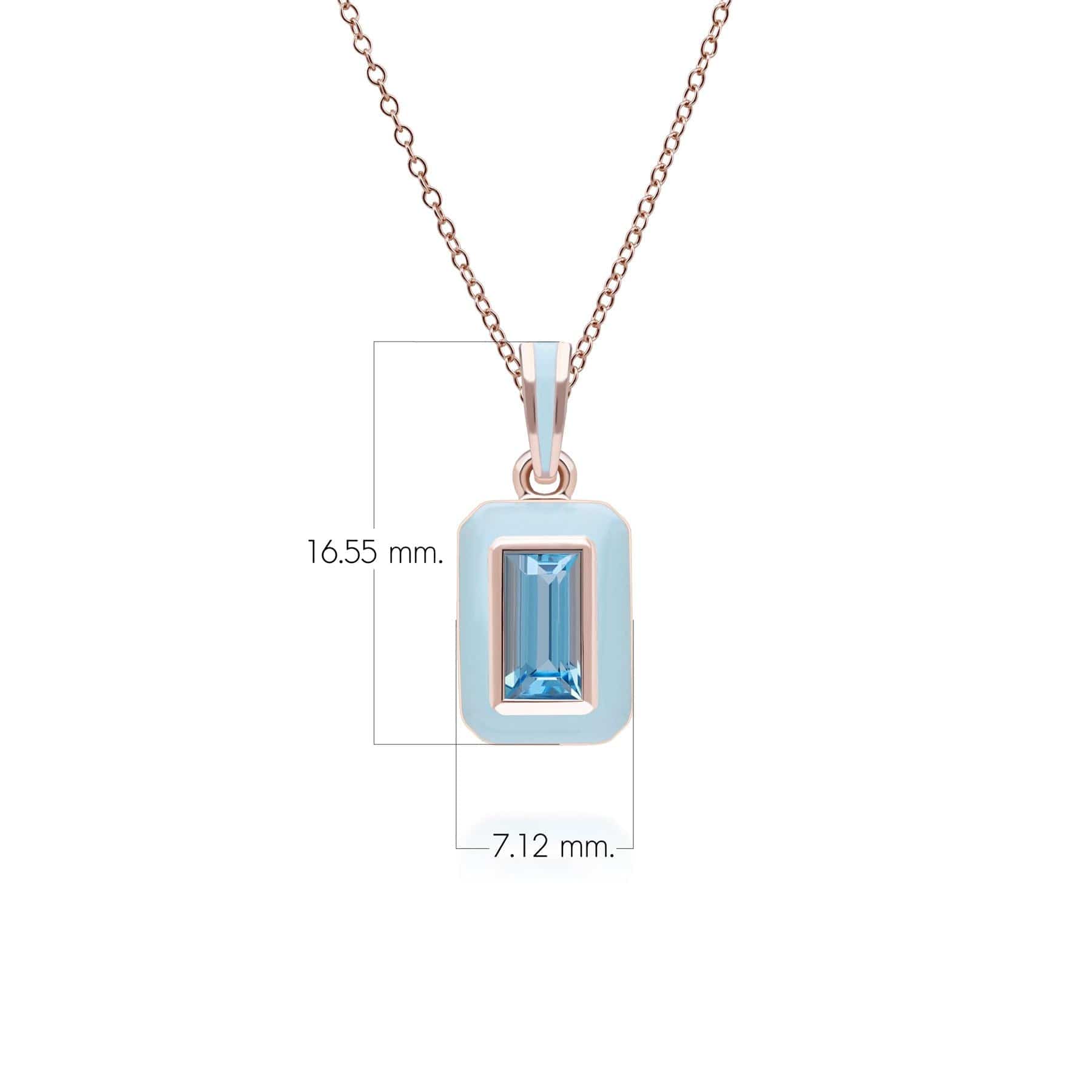 253P335501925 Siberian Waltz Blue Enamel & Swiss Blue Topaz Pendant In 18ct Rose Gold Plated Sterling Silver Dimensions