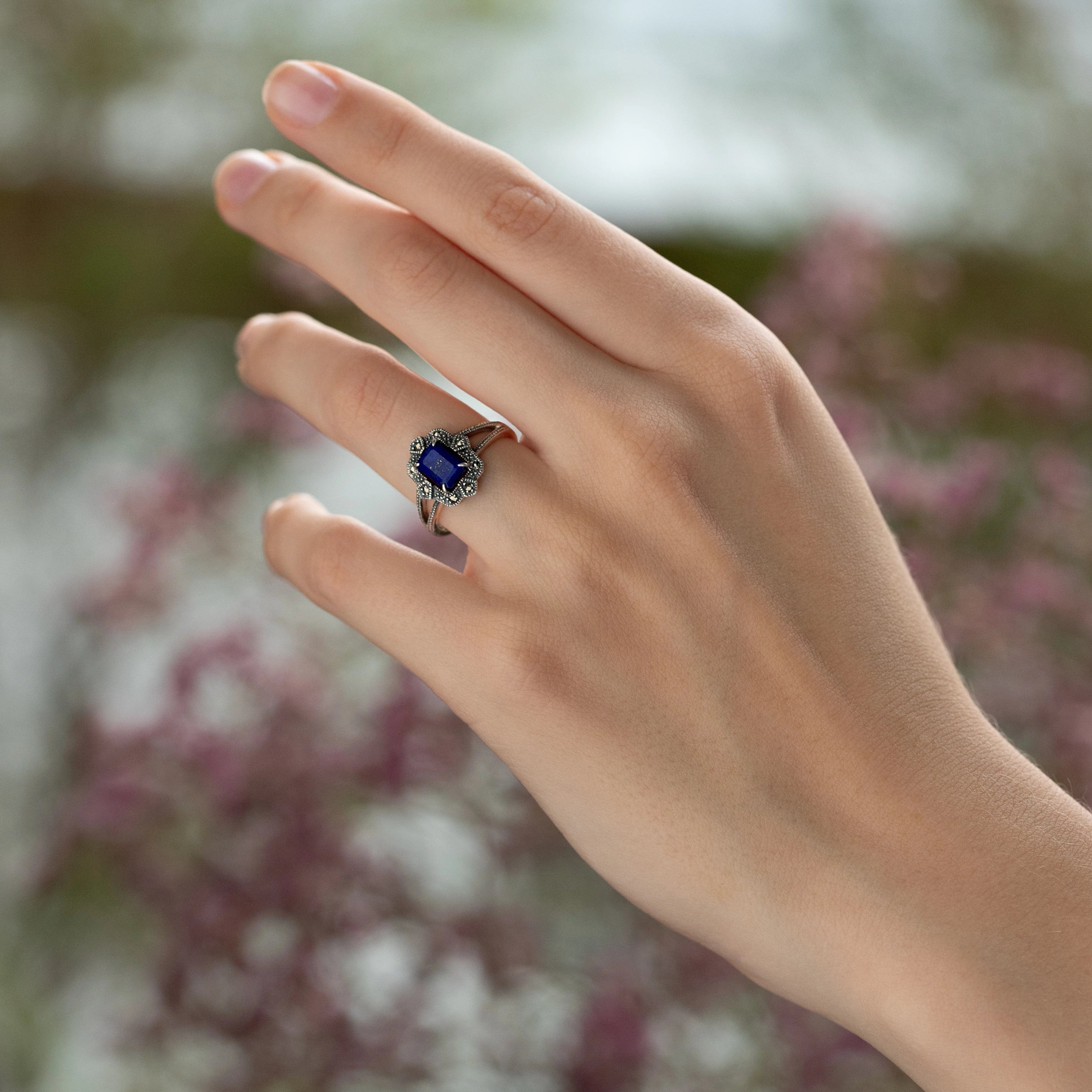 art-deco-style-baguette-lapis-lazuli-marcasite-ring-in-925-sterling-silver-214r479008925 on model