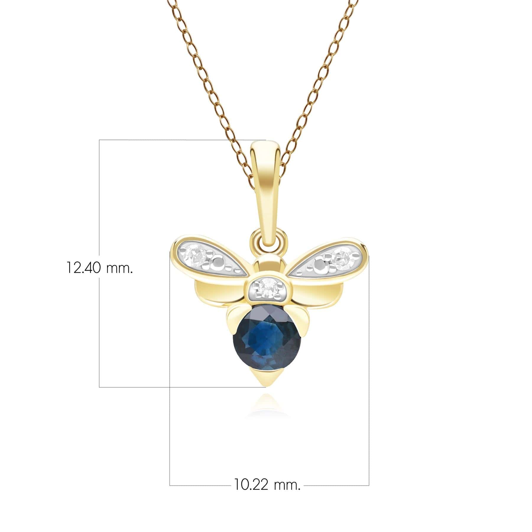 Honeycomb Inspired Blue Sapphire and Diamond Bee Pendant Necklace in 9ct Yellow GoldDimensions  135P2123039