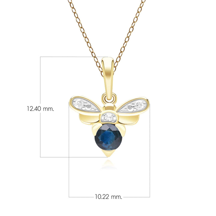 Honeycomb Inspired Blue Sapphire and Diamond Bee Pendant Necklace in 9ct Yellow GoldDimensions  135P2123039