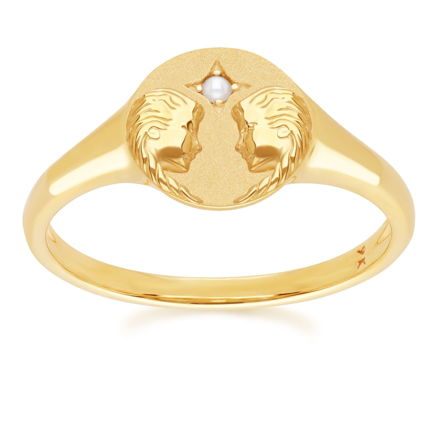 Zodiac Freshwater Pearl Gemini Signet Ring In 9ct Yellow GoldFront  135R2084019