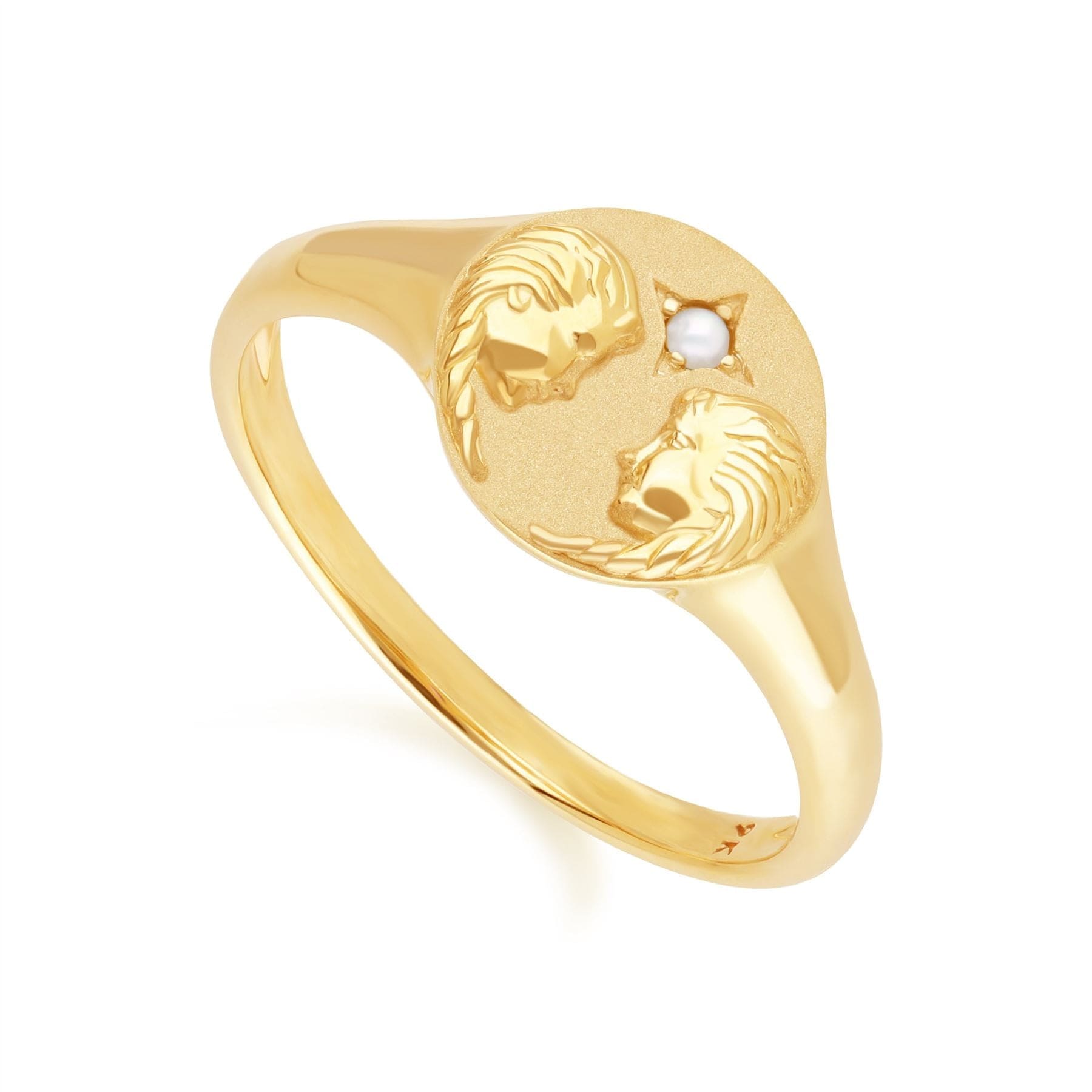 Zodiac Freshwater Pearl Gemini Signet Ring In 9ct Yellow GoldSide  135R2084019