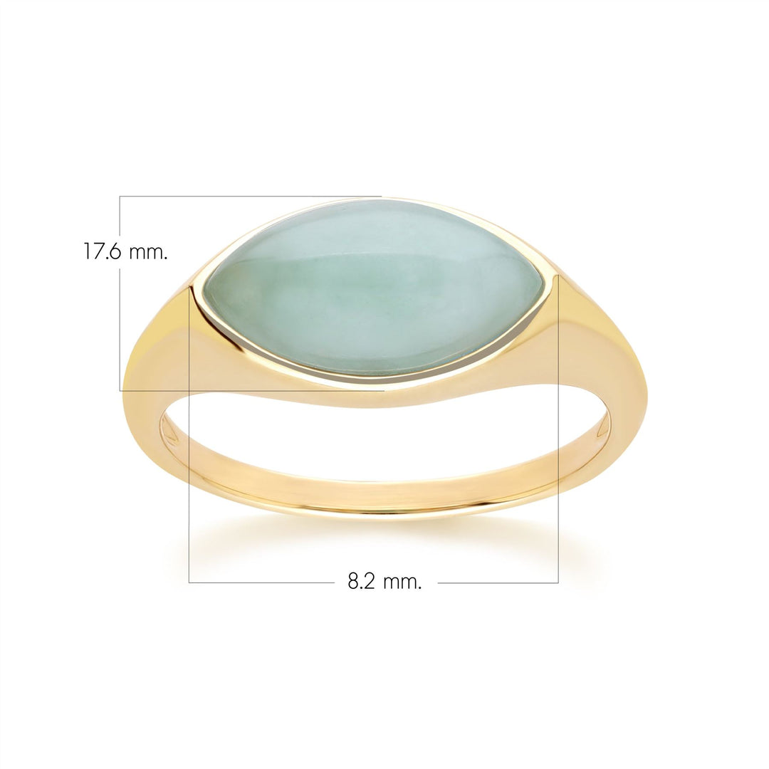Anillo clásico de jadeíta verde marquesa en oro amarillo de 9 quilates