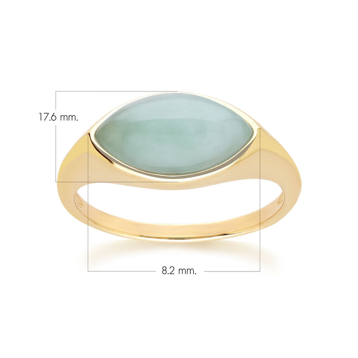 Anillo clásico de jadeíta verde marquesa en oro amarillo de 9 quilates