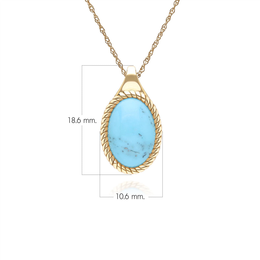Collar clásico con colgante ovalado de turquesa en oro amarillo de 9 quilates