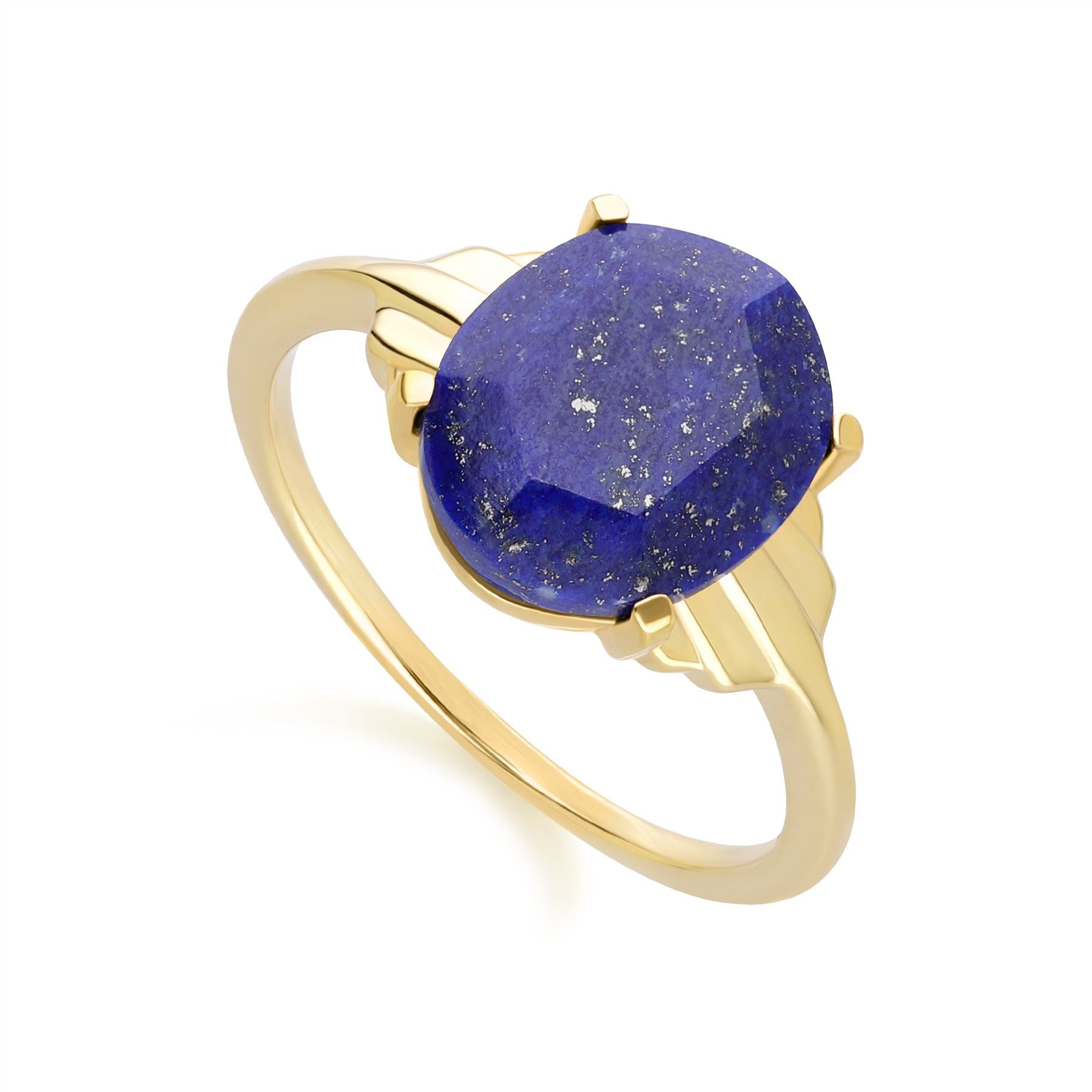 Grand Deco Oval Lapiz Lazuli Ring in Gold Vermeil