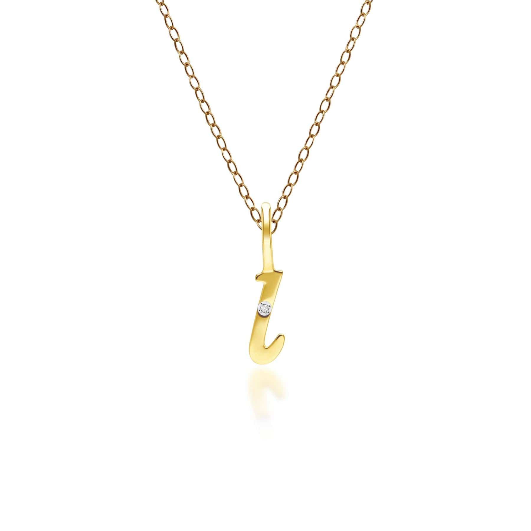 191P0783019 Alphabet Letter L Diamond pendant in 9ct Yellow Gold Front