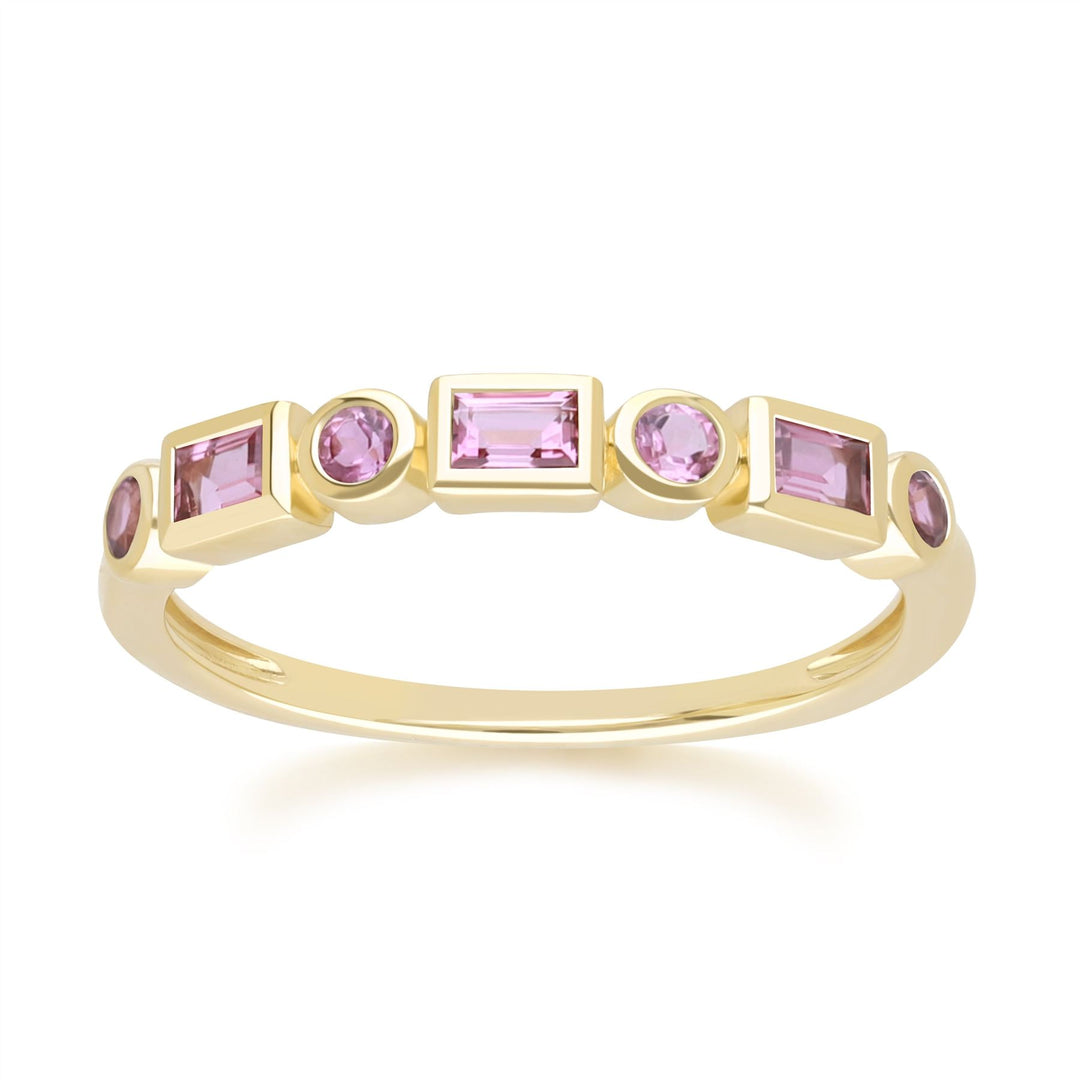 Classic Pink Tourmaline Eternity Ring in 9ct Yellow Gold