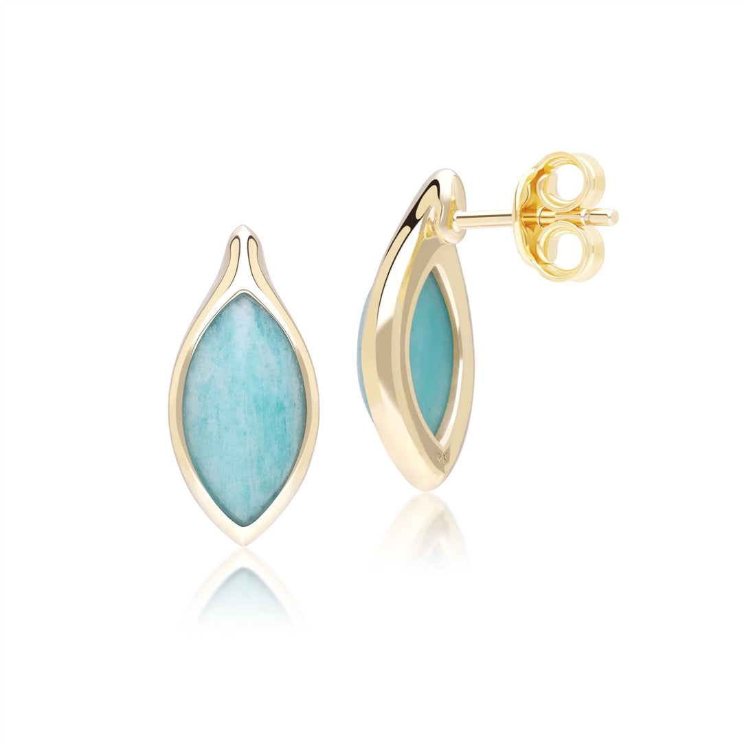 Pendientes clásicos de amazonita marquesa en oro amarillo de 9 quilates