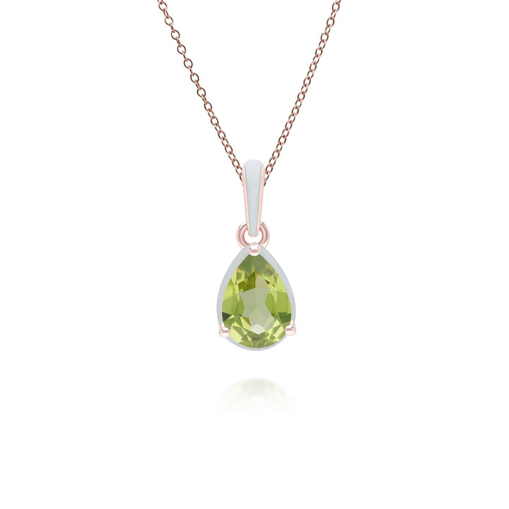 Collar con colgante de peridoto pera y esmalte verde de Vals Siberiano en oro vermeil rosa